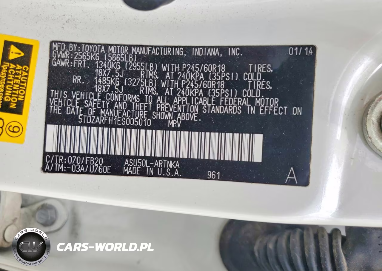 2014 Toyota Highlander Le VIN:5TDZARFH1ES005010 - 13