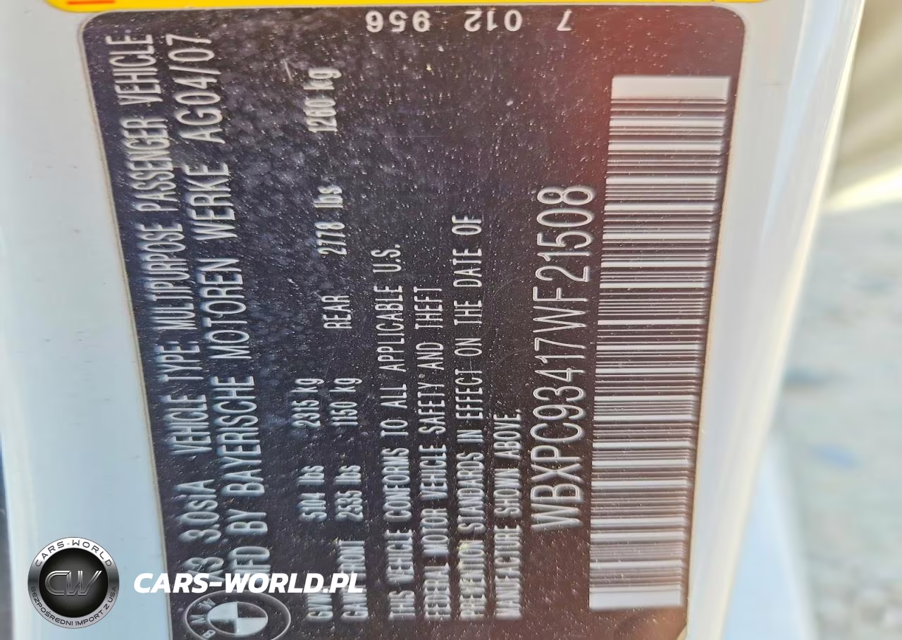 2007 BMW X3 3.0Si VIN:WBXPC93417WF21508 - 13