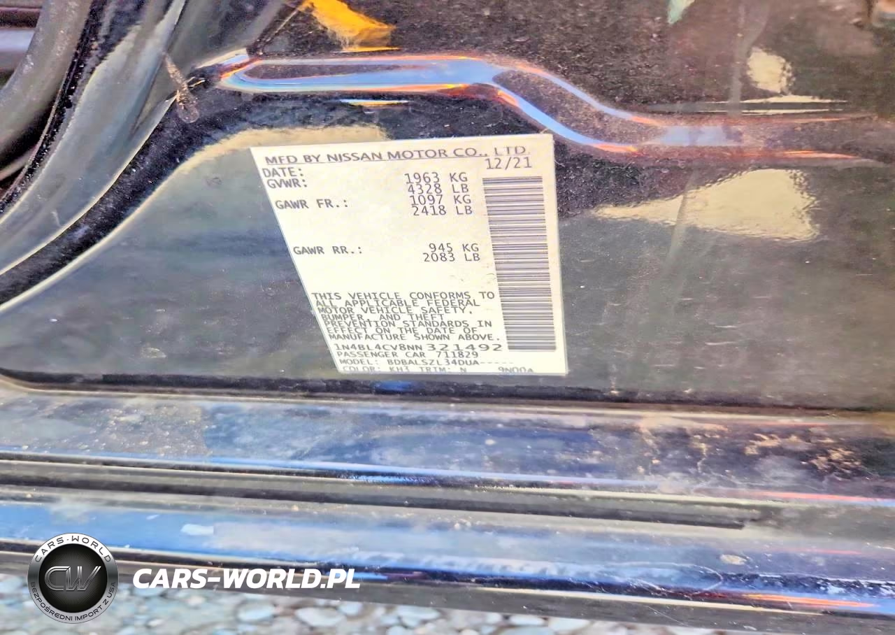 2022 Nissan Altima Sr VIN:1N4BL4CV8NN321492 - 12
