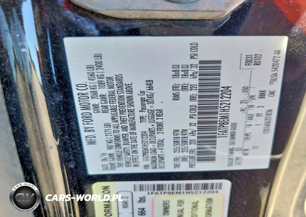 2017 Ford Mustang VIN:1FATP8EM1H5212204 - 12