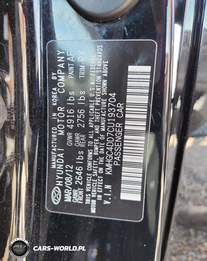 2012 Hyundai Genesis 3.8L VIN:KMHGC4DD7CU193704 - 13