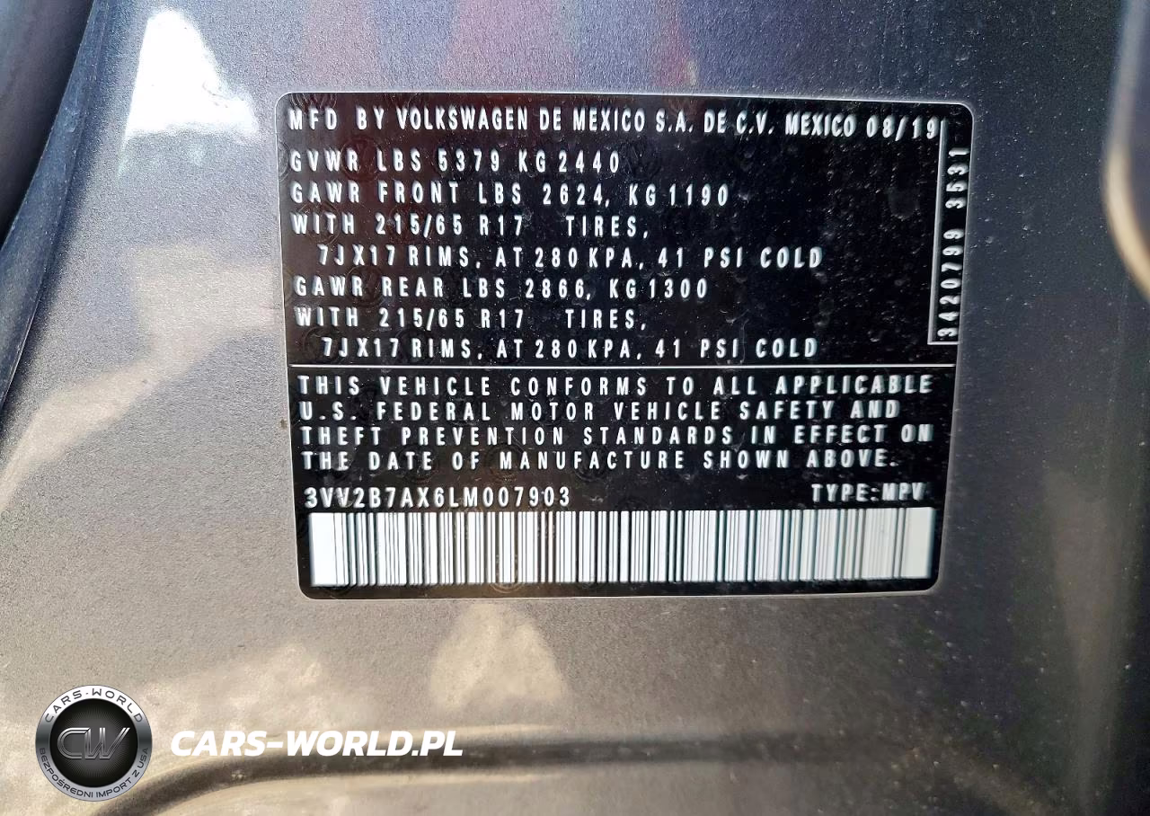 2020 Volkswagen Tiguan Se VIN:3VV2B7AX6LM007903 - 13