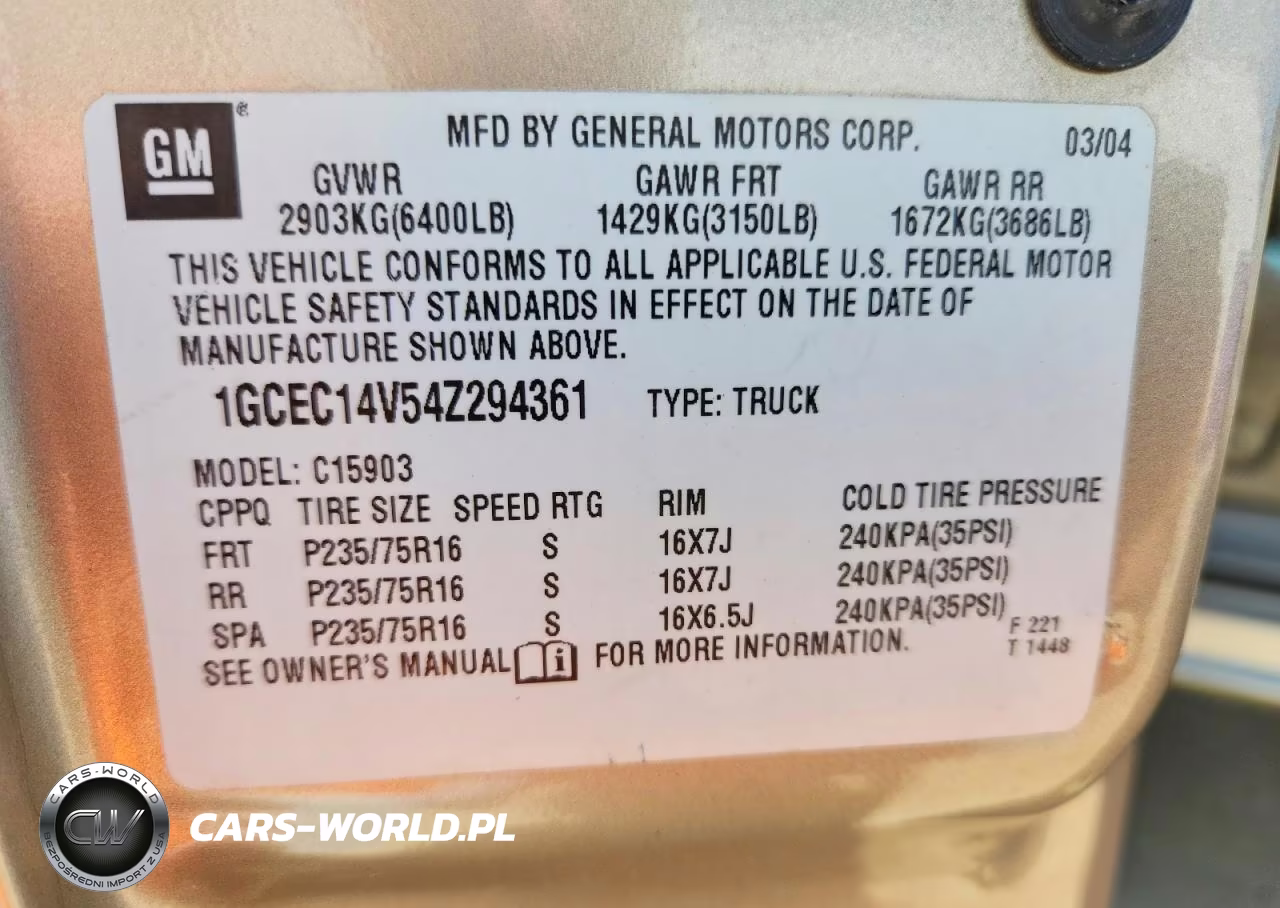 2004 Chevrolet Silverado C1500 VIN:1GCEC14V54Z294361 - 12
