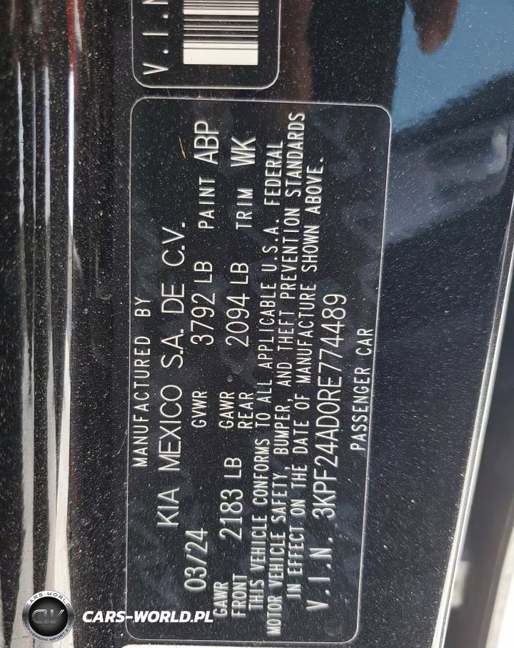 2024 Kia Forte Lx VIN:3KPF24AD0RE774489 - 12