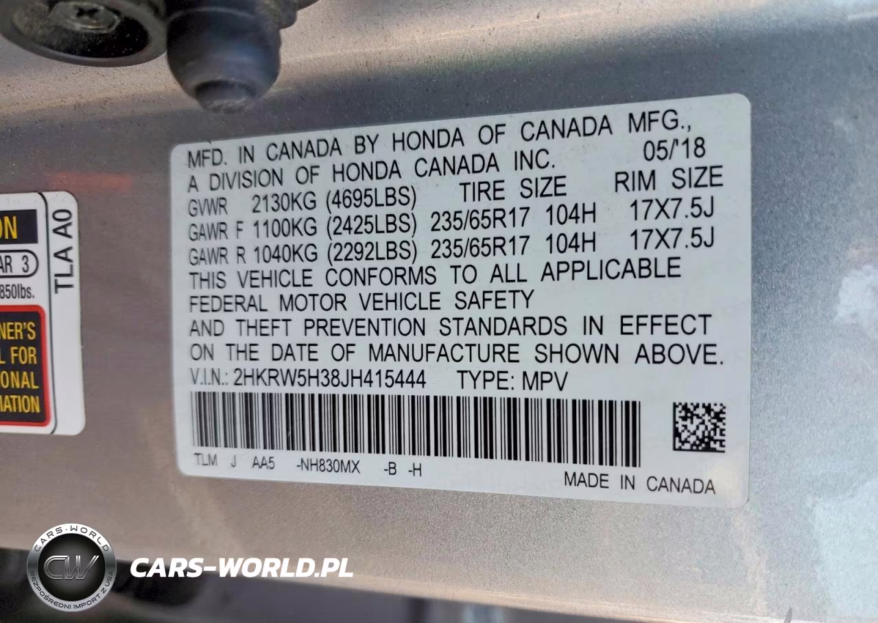 2018 Honda Cr-V Lx VIN:2HKRW5H38JH415444 - 13