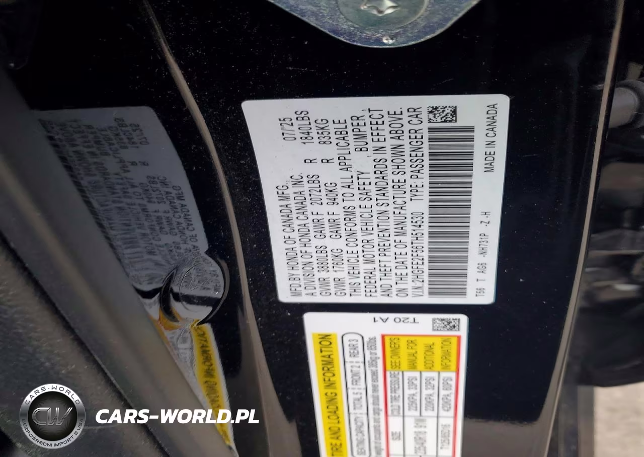 2026 Honda Civic Sport VIN:2HGFE2F56TH514530 - 12