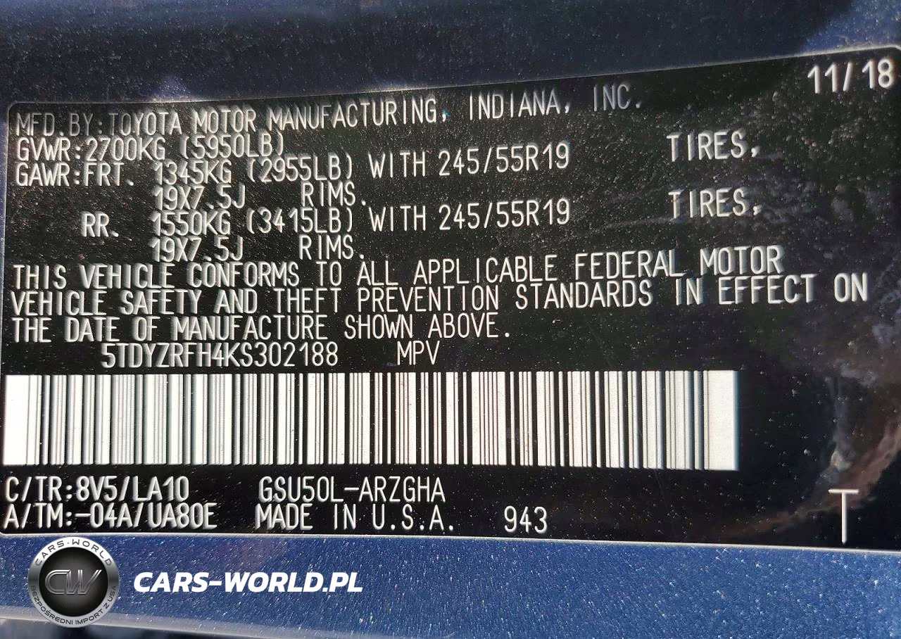 2019 Toyota Highlander Limited Platinum VIN:5TDYZRFH4KS302188 - 13
