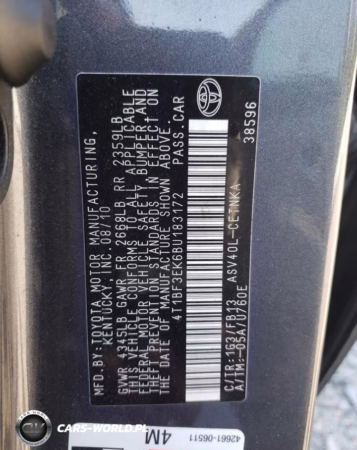 2011 Toyota Camry Base VIN:4T1BF3EK6BU183172 - 12