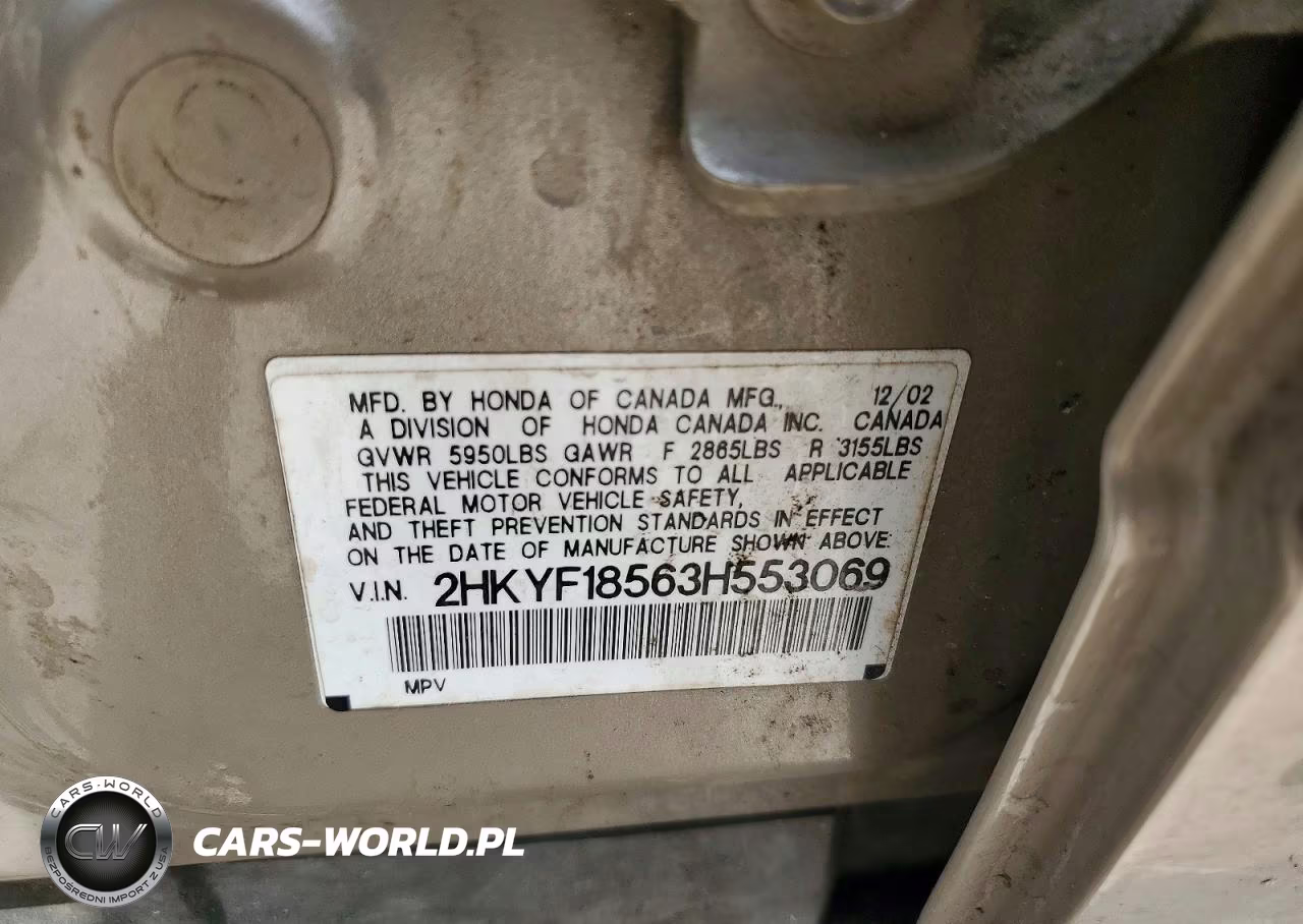 2003 Honda Pilot Exl VIN:2HKYF18563H553069 - 12