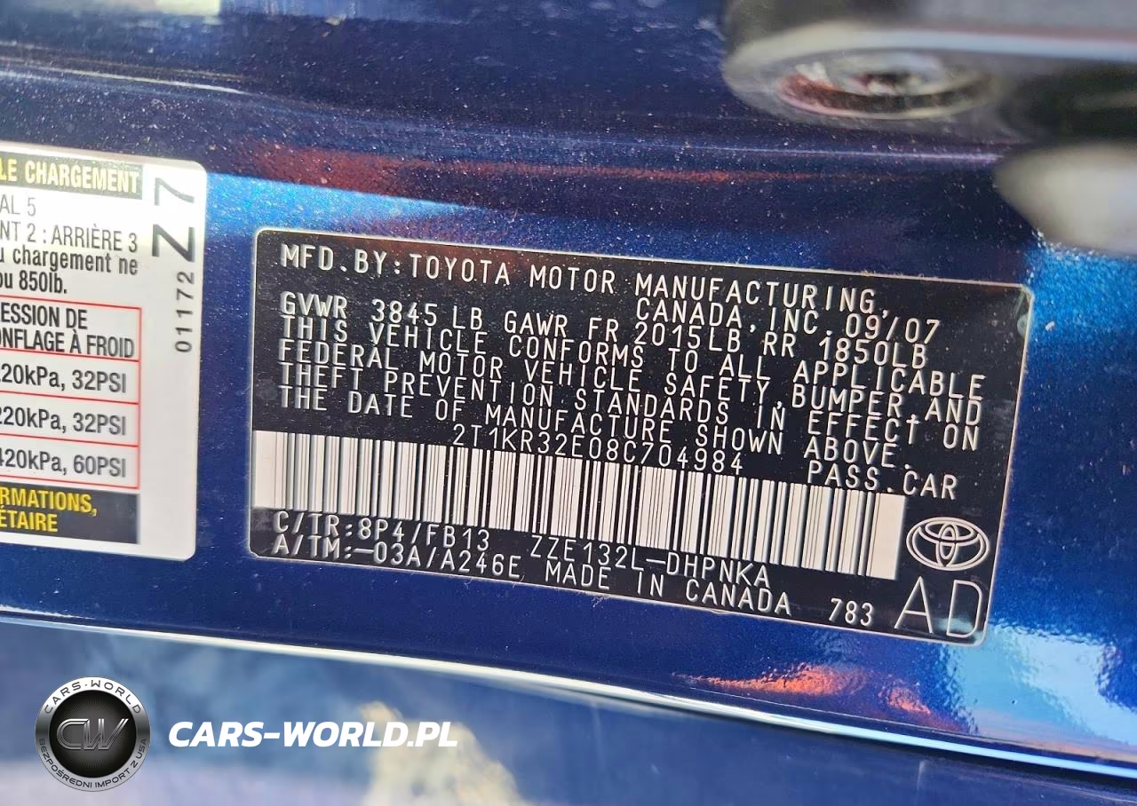 2008 Toyota Corolla Matrix Xr VIN:2T1KR32E08C704984 - 13