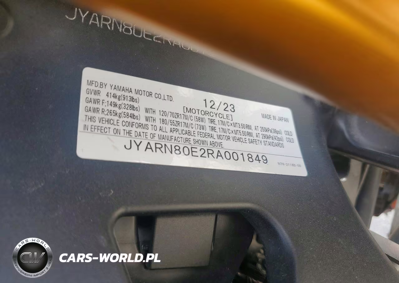 2024 Yamaha Mtm890 VIN:JYARN80E2RA001849 - 9