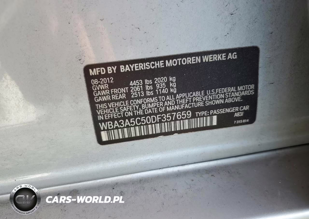 2013 BMW 328 I VIN:WBA3A5C50DF357659 - 12