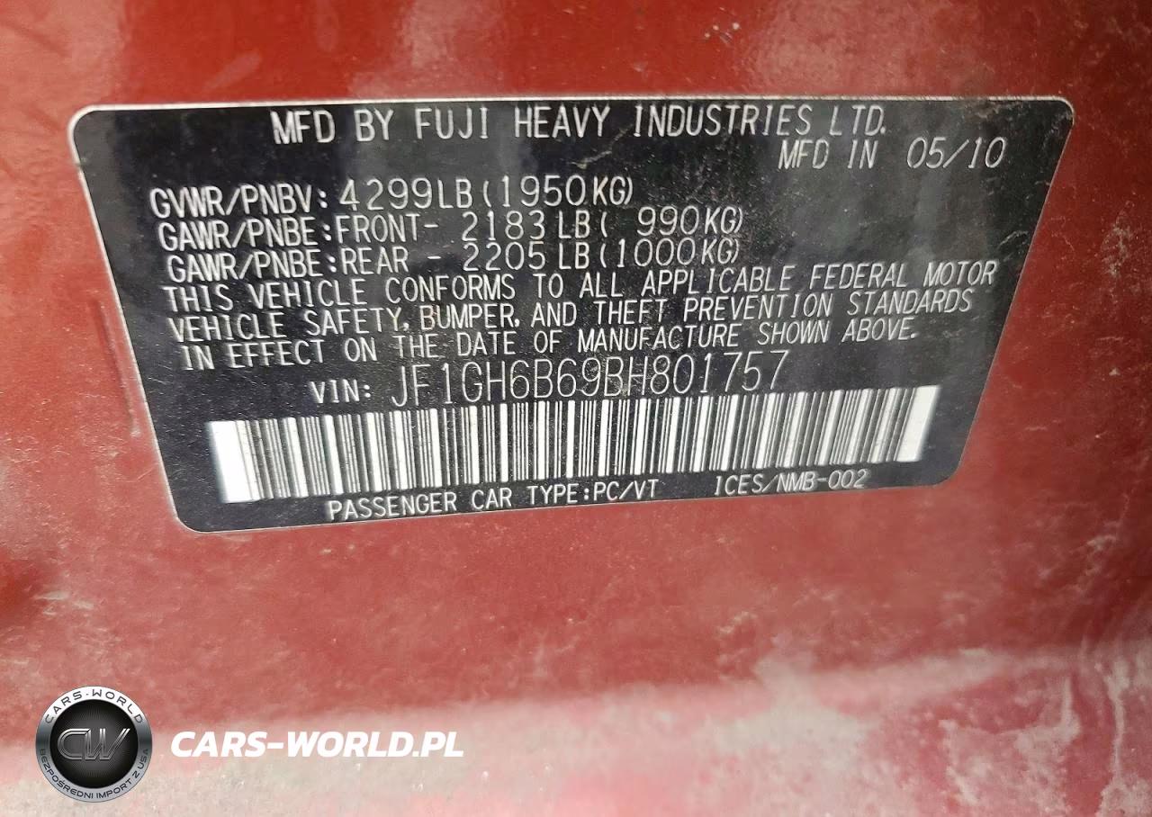 2011 Subaru Impreza 2.5I Premium VIN:JF1GH6B69BH801757 - 13