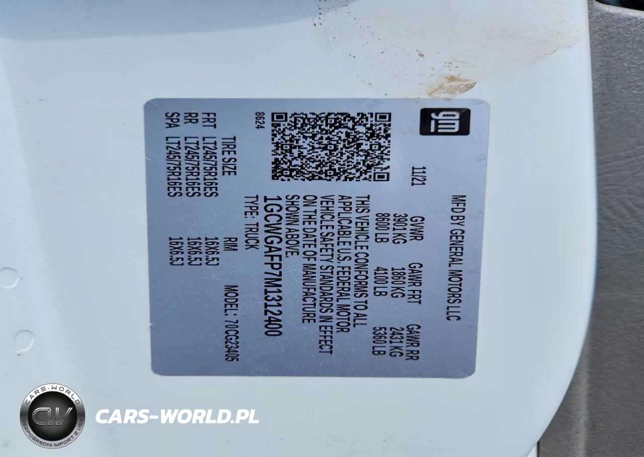 2021 Chev Express G2500 VIN:1GCWGAFP7M1312400 - 13