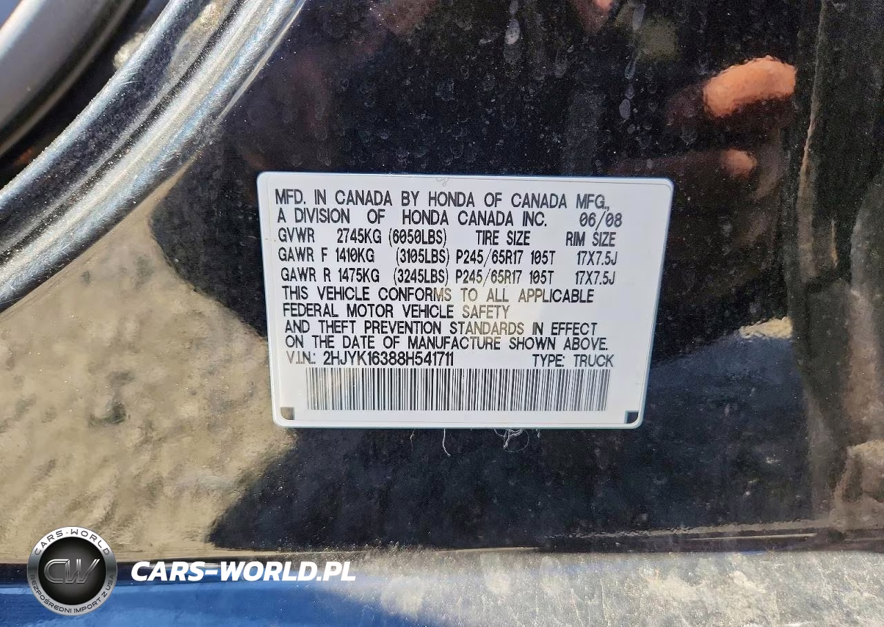 2008 Honda Ridgeline Rtx VIN:2HJYK16388H541711 - 13