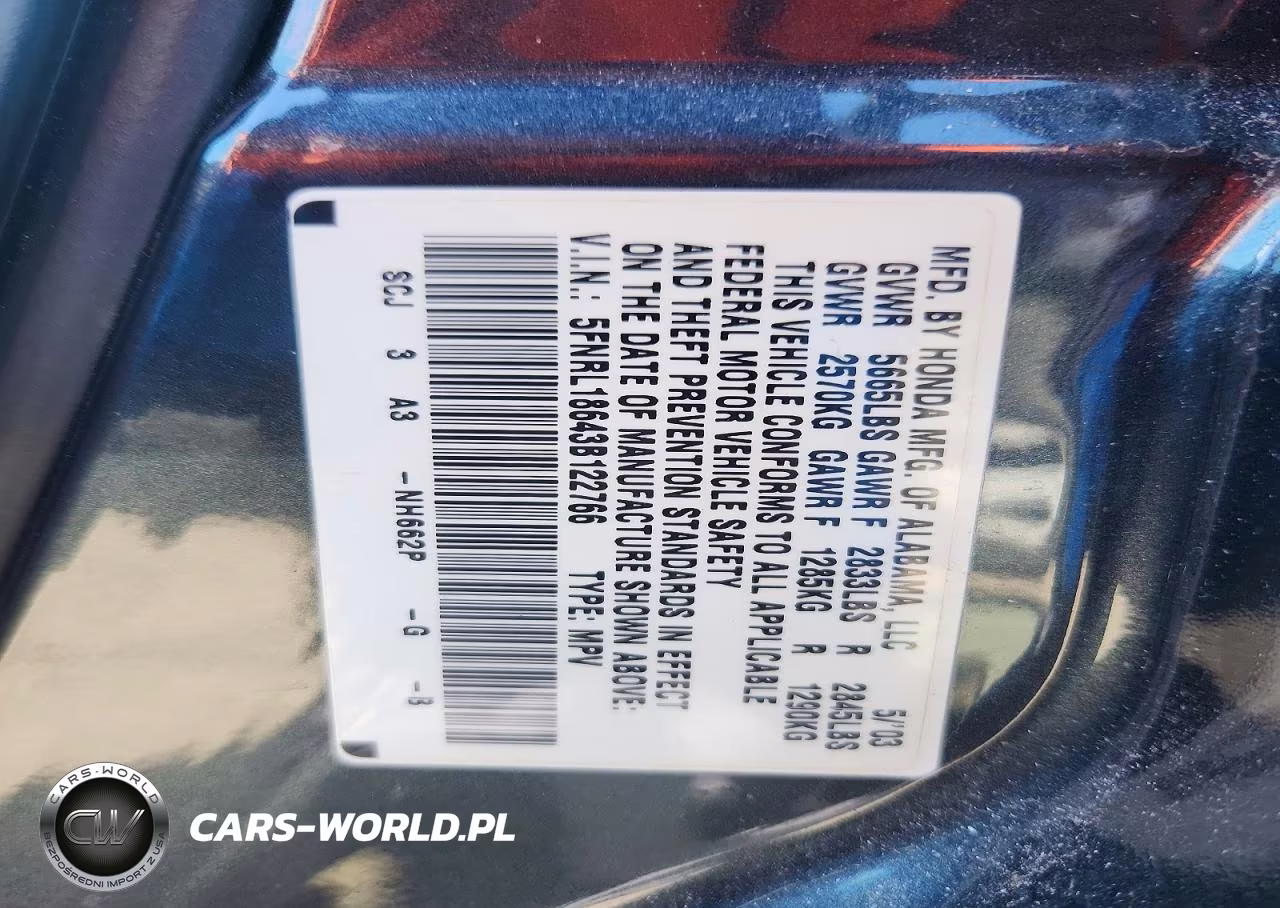 2003 Honda Odyssey Ex VIN:5FNRL18643B122766 - 13