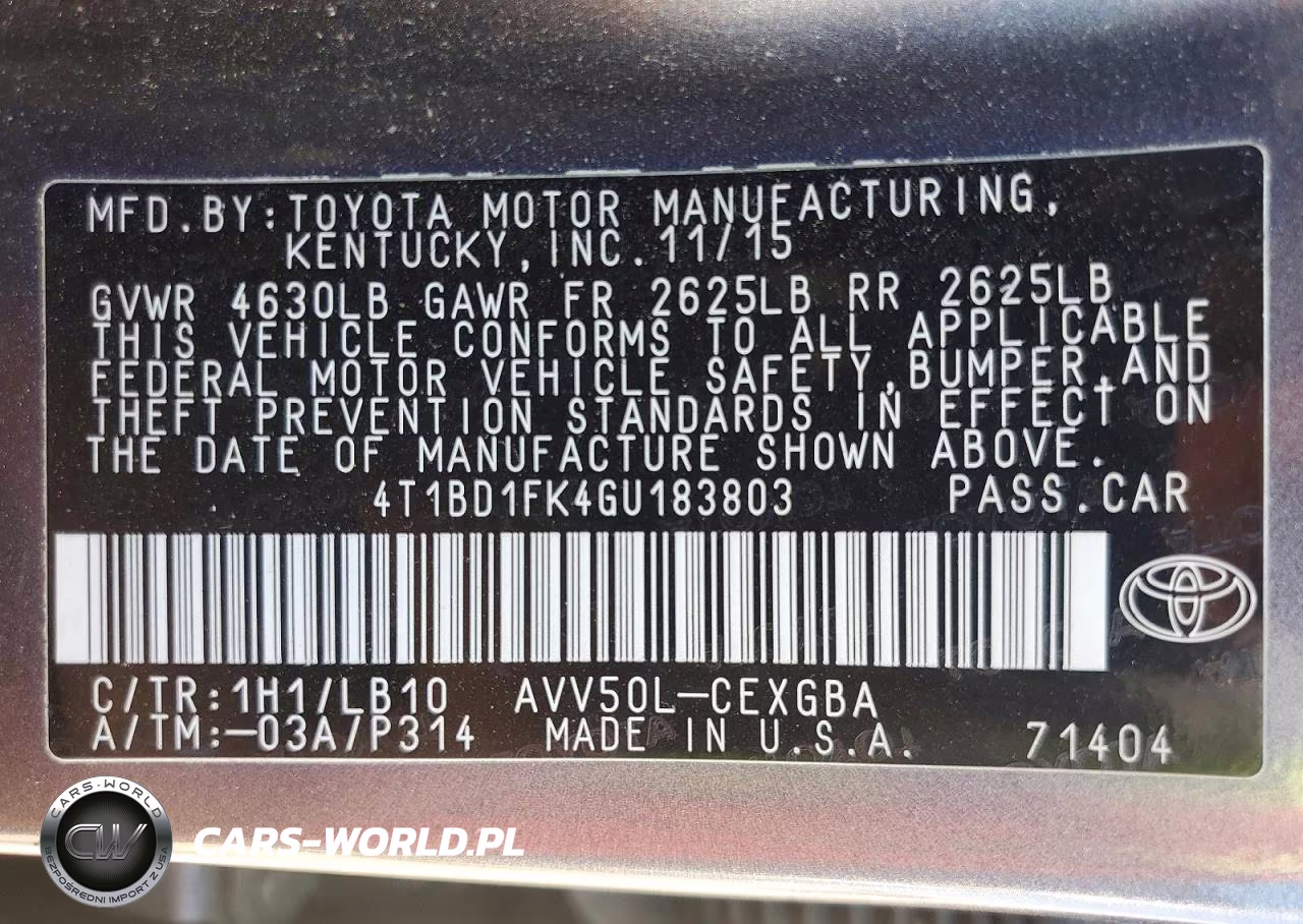 2016 Toyota Camry Hybrid Xle VIN:4T1BD1FK4GU183803 - 12