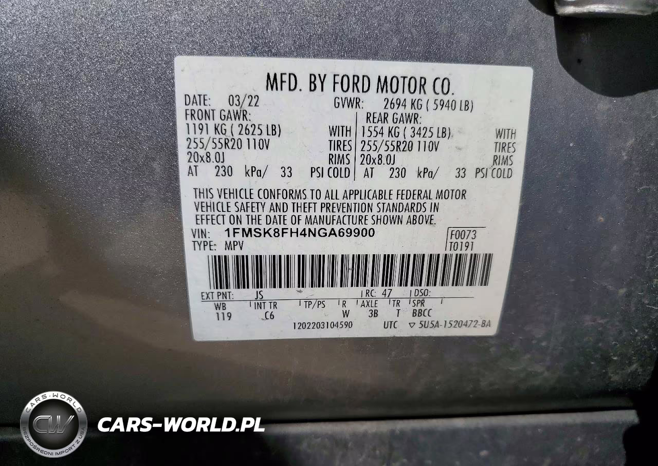 2022 Ford Explorer Limited VIN:1FMSK8FH4NGA69900 - 13