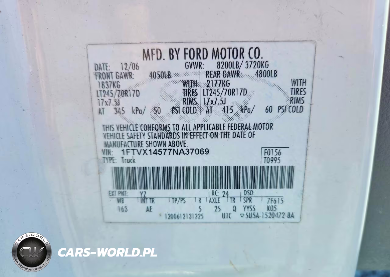 2007 Ford F150 VIN:1FTVX14577NA37069 - 12