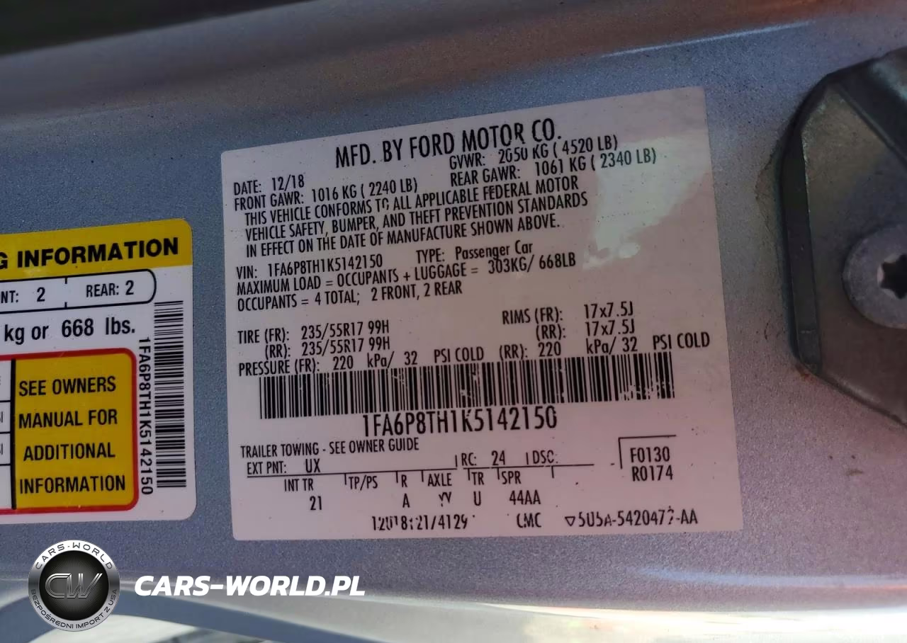 2019 Ford Mustang VIN:1FA6P8TH1K5142150 - 12