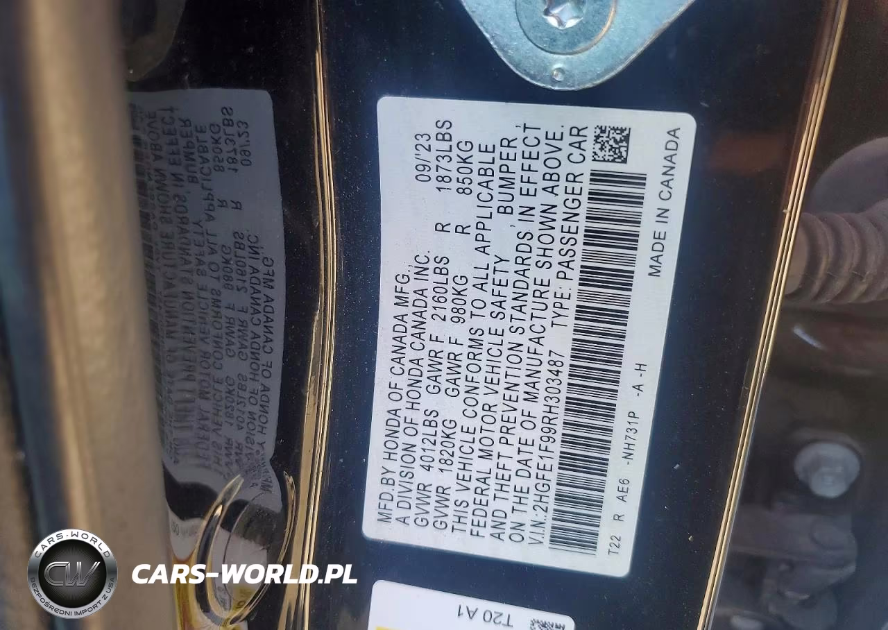 2024 Honda Civic Touring VIN:2HGFE1F99RH303487 - 12