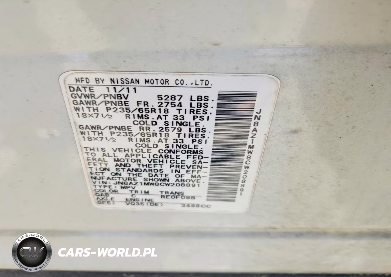 2012 Nissan Murano S VIN:JN8AZ1MW8CW208891 - 13
