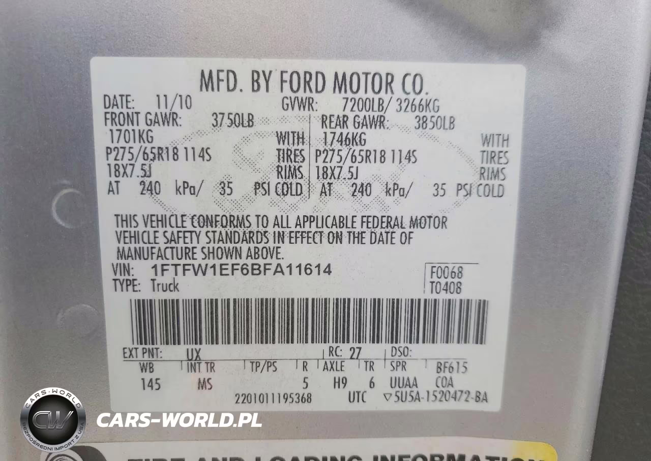 2011 Ford F150 Supercrew VIN:1FTFW1EF6BFA11614 - 12