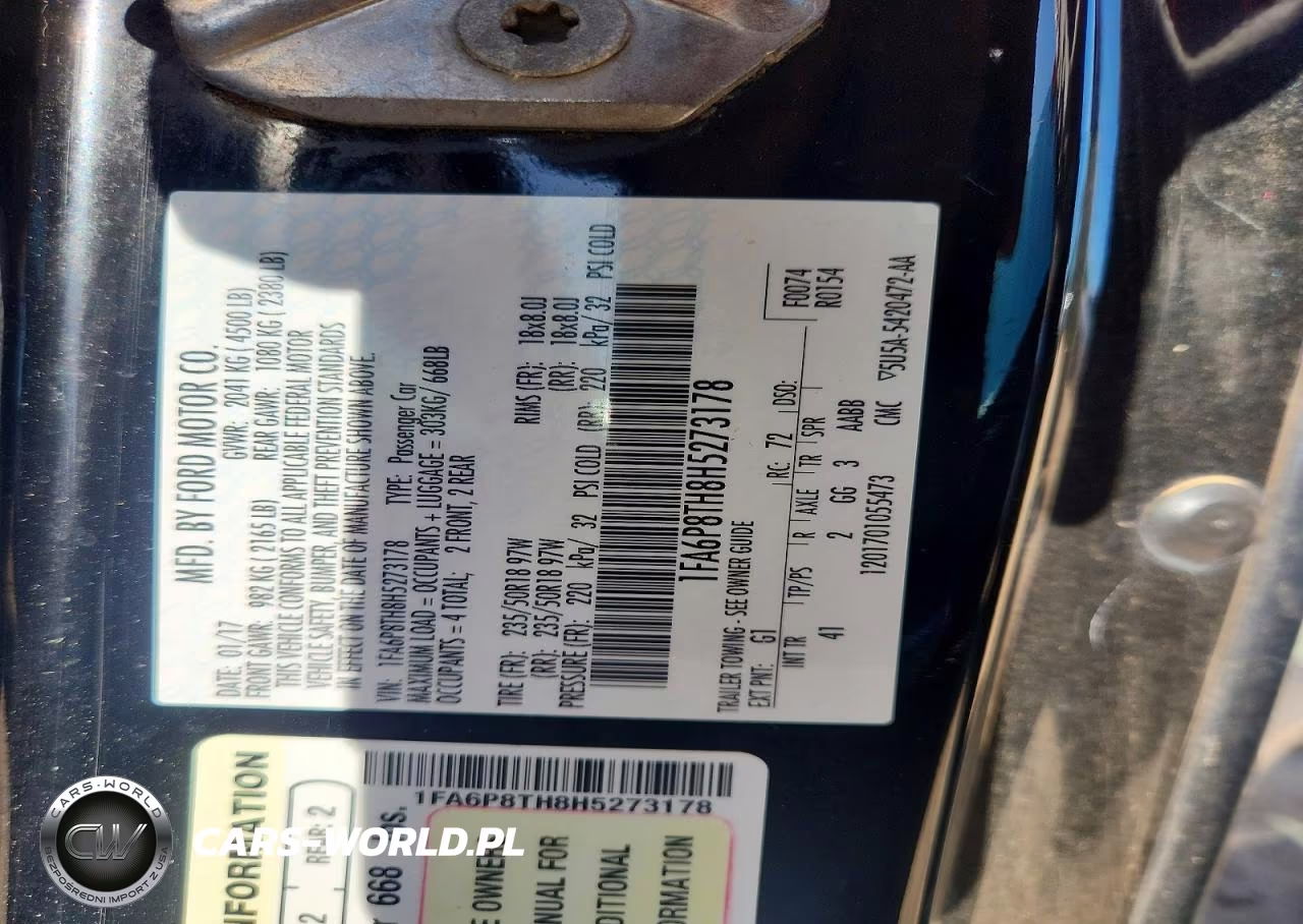 2017 Ford Mustang VIN:1FA6P8TH8H5273178 - 12