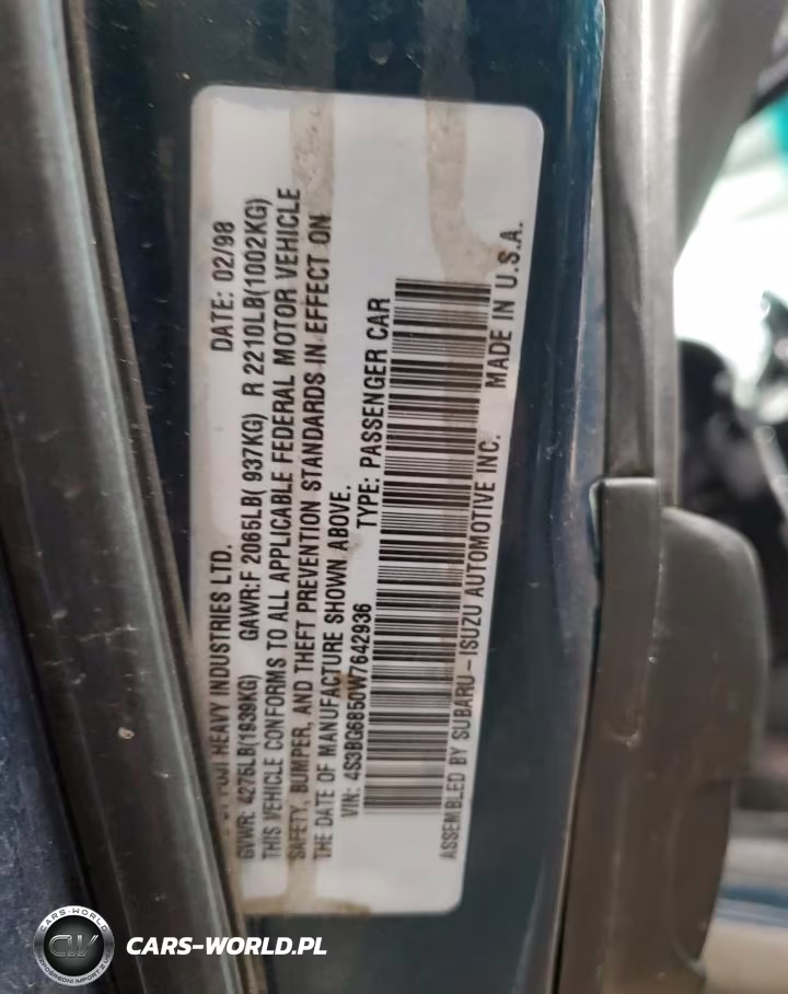 1998 Subaru Legacy 30Th Anniversary Outback VIN:4S3BG6850W7642936 - 13