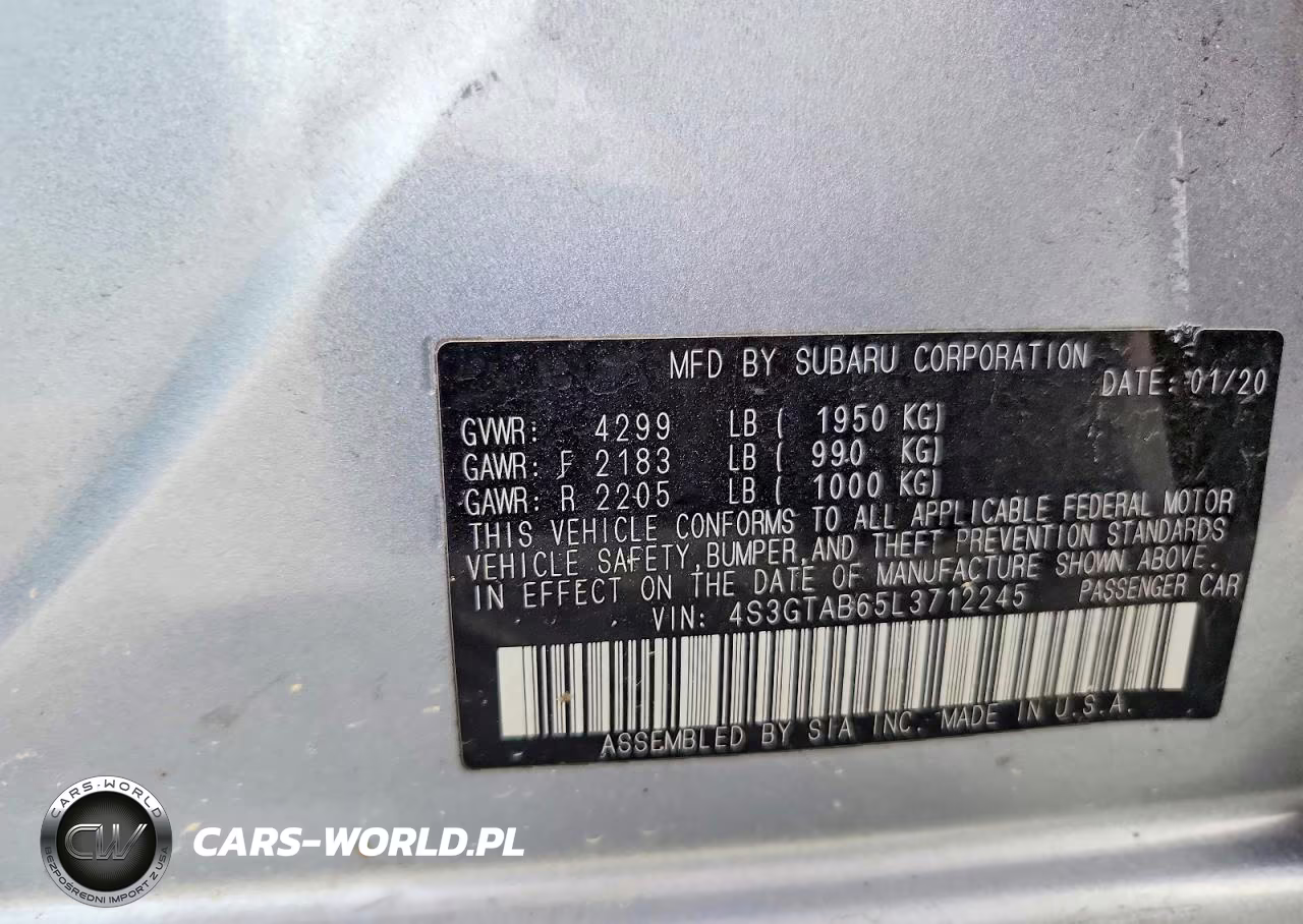 2020 Subaru Impreza VIN:4S3GTAB65L3712245 - 12