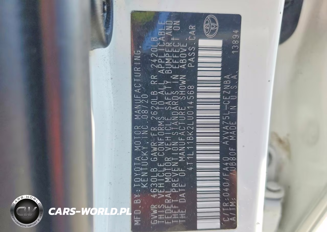 2020 Toyota Camry Le VIN:4T1L11BK2LU014568 - 12