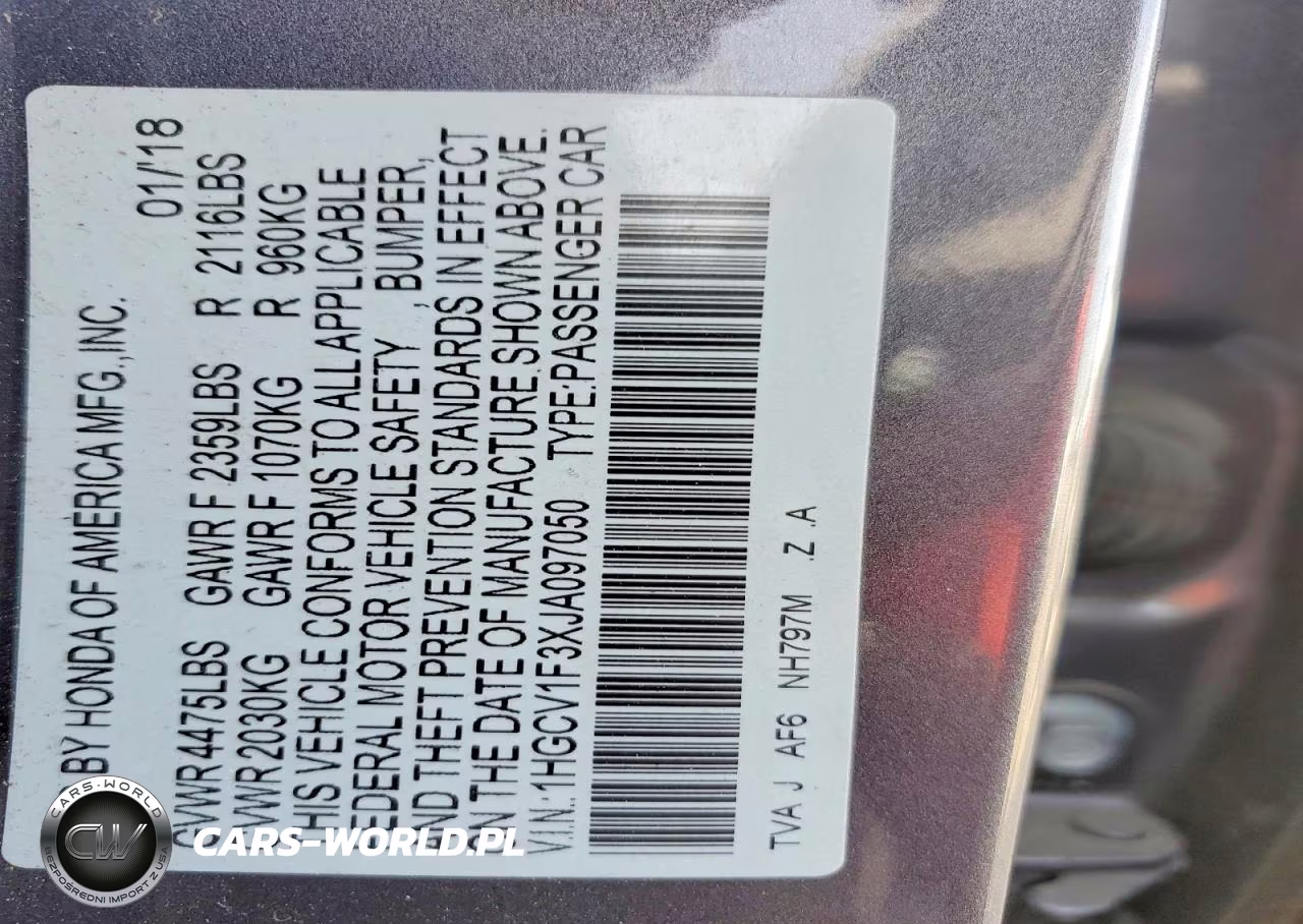 2018 Honda Accord Sport VIN:1HGCV1F3XJA097050 - 12