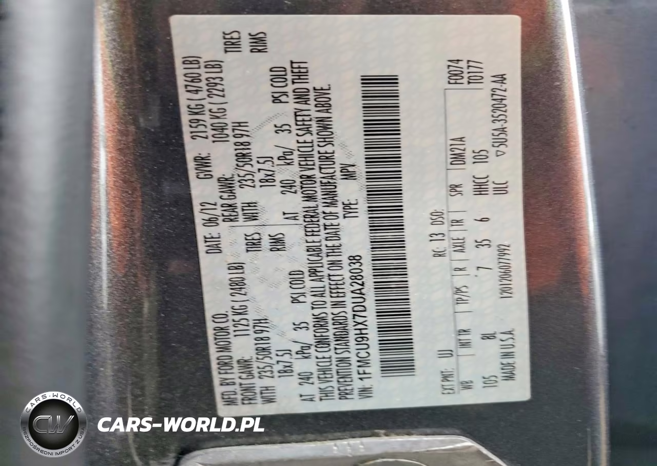 2013 Ford Escape Sel VIN:1FMCU9HX7DUA28038 - 12
