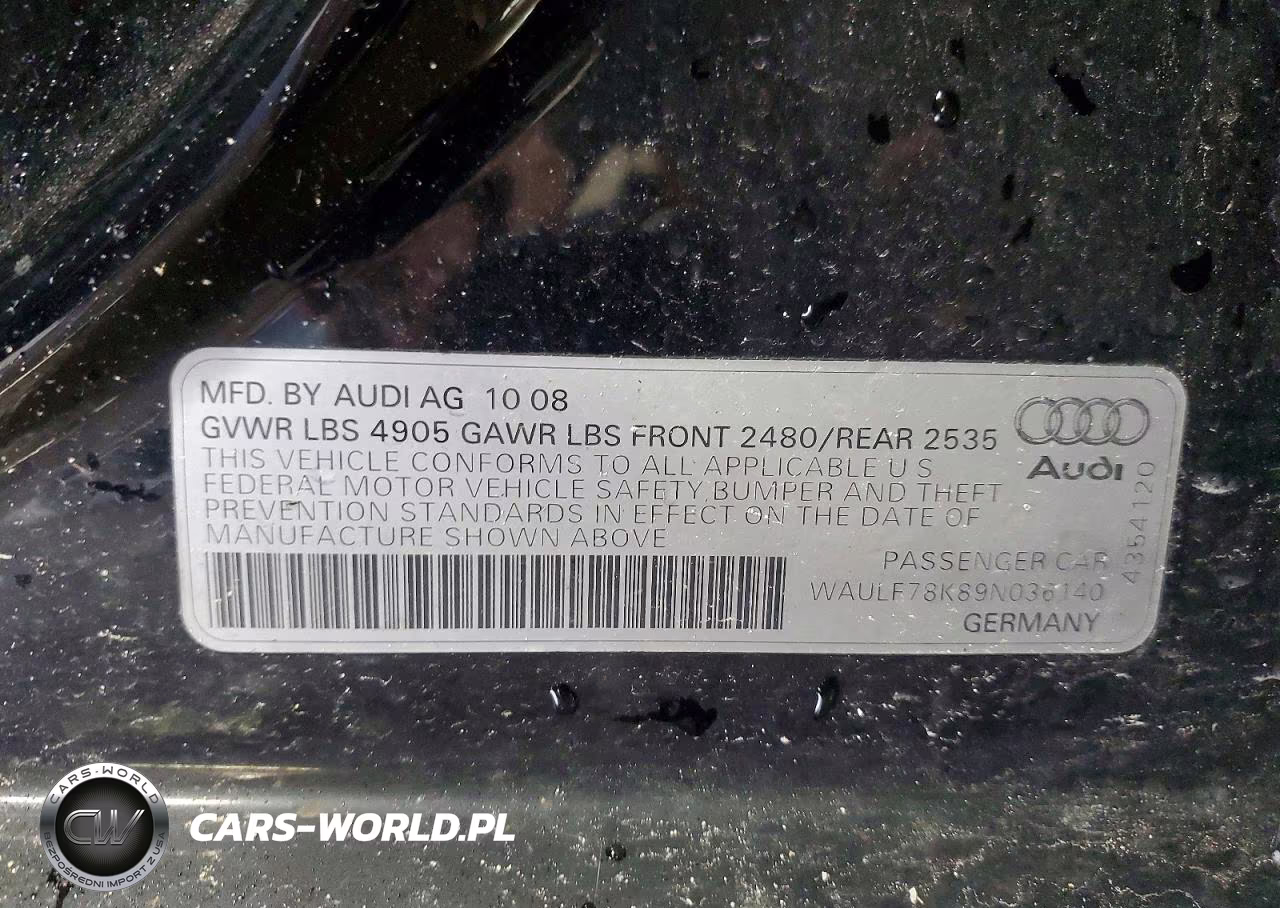 2009 Audi A4 2.0T Quattro VIN:WAULF78K89N036140 - 12