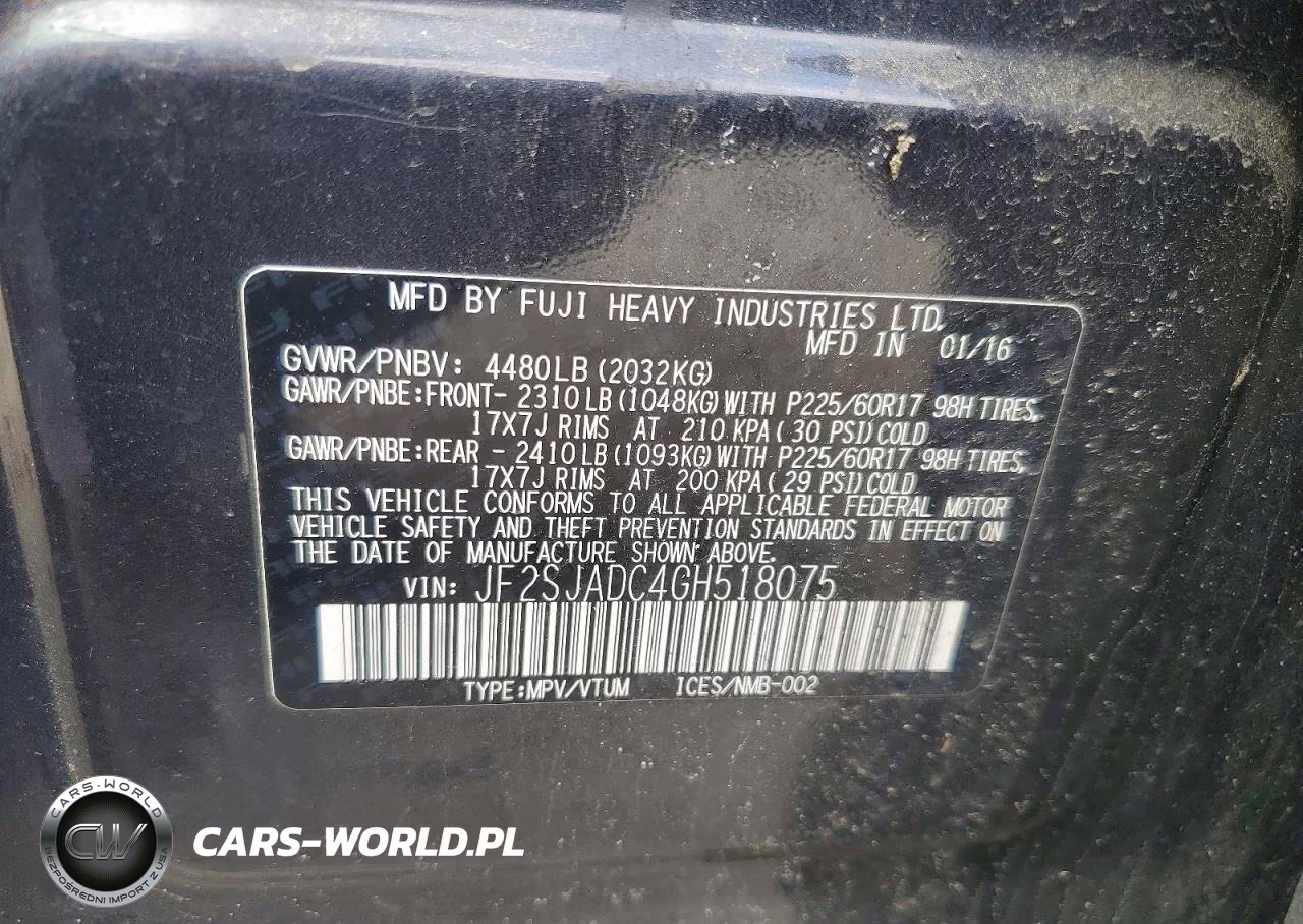 2016 Subaru Forester 2.5I Premium VIN:JF2SJADC4GH518075 - 12