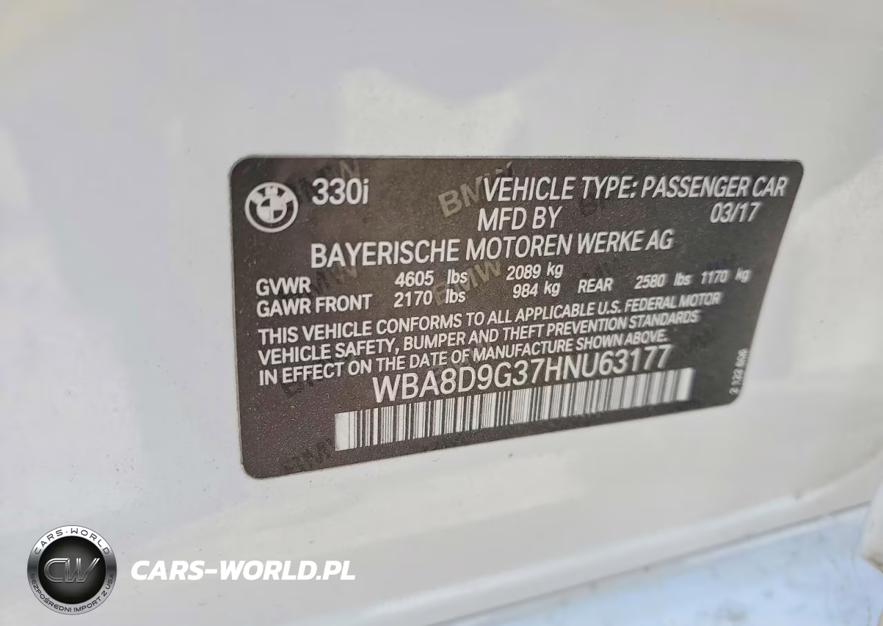 2017 BMW 330 Xi VIN:WBA8D9G37HNU63177 - 12