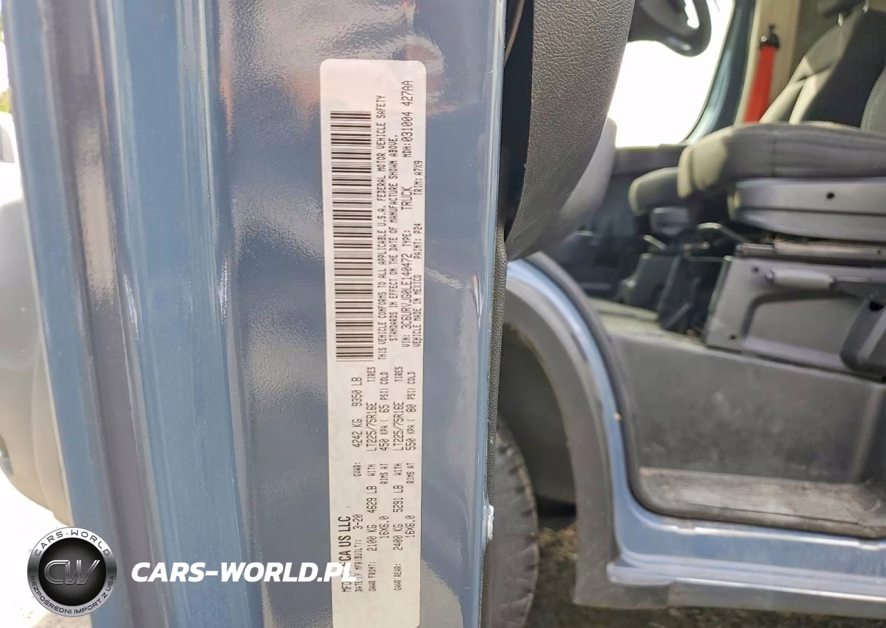2020 Ram Promaster 3500 3500 High VIN:3C6URVJG0LE140472 - 13