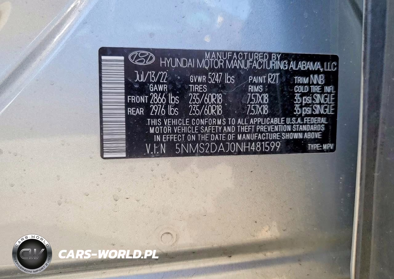 2022 Hyundai Santa Fe Sel VIN:5NMS2DAJ0NH481599 - 13