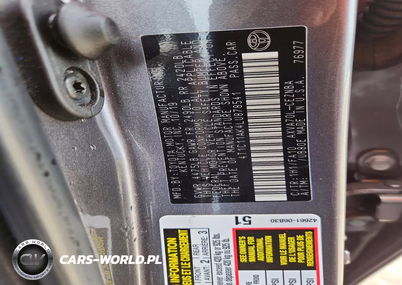 2020 Toyota Camry Le VIN:4T1C11AK4LU878541 - 12