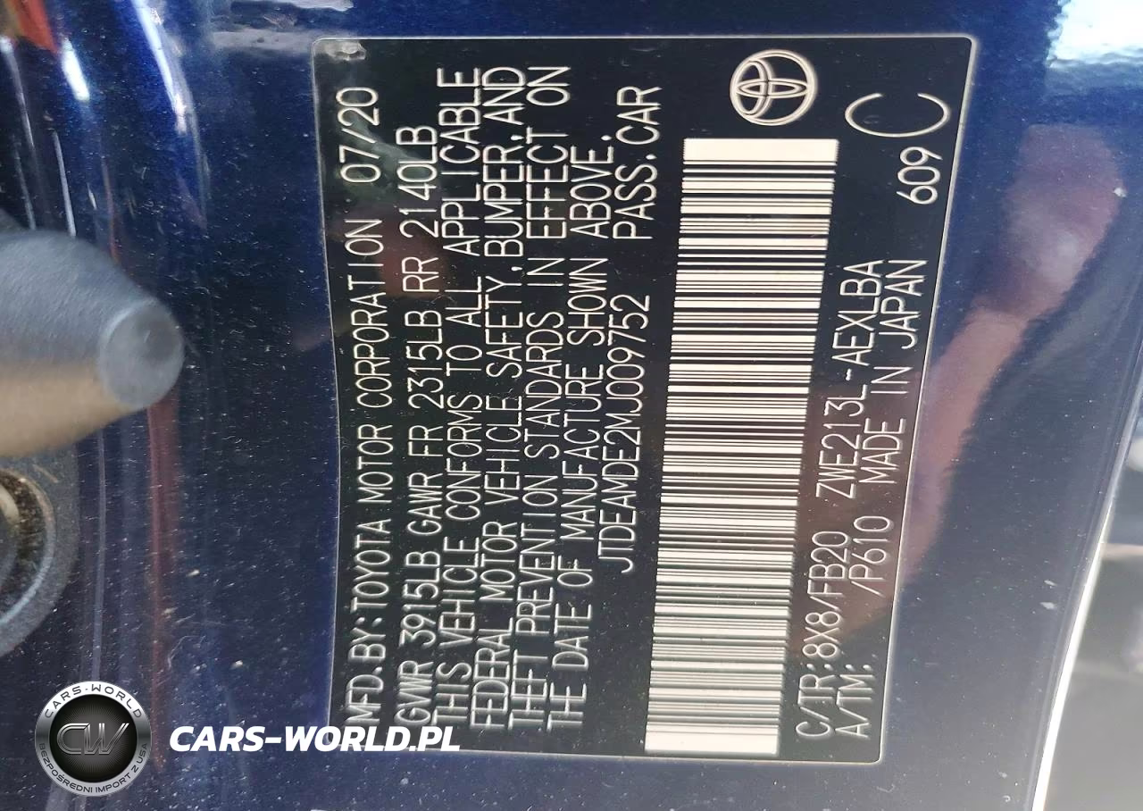 2021 Toyota Corolla Le VIN:JTDEAMDE2MJ009752 - 12