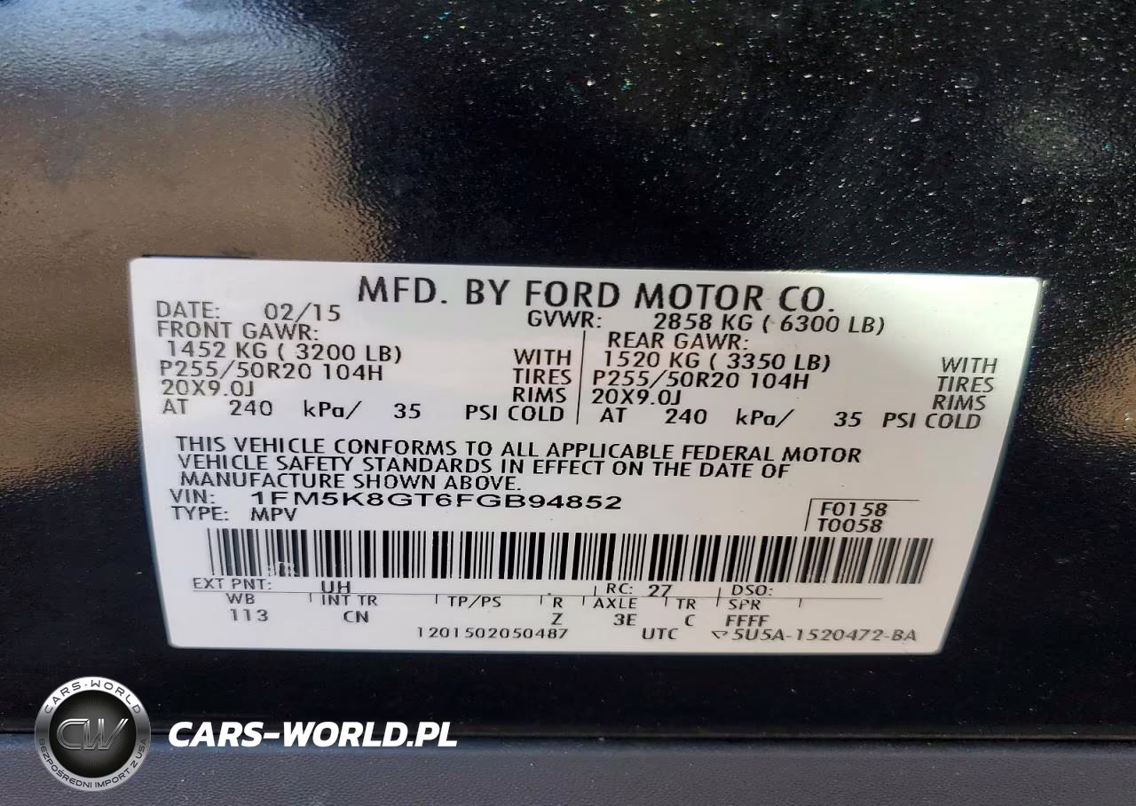 2015 Ford Explorer Sport VIN:1FM5K8GT6FGB94852 - 13