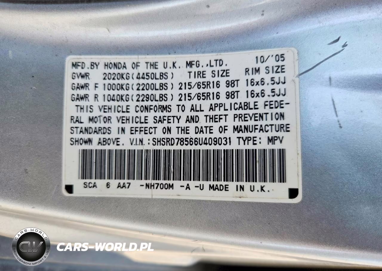 2006 Honda Cr-V Lx VIN:SHSRD78566U409031 - 14