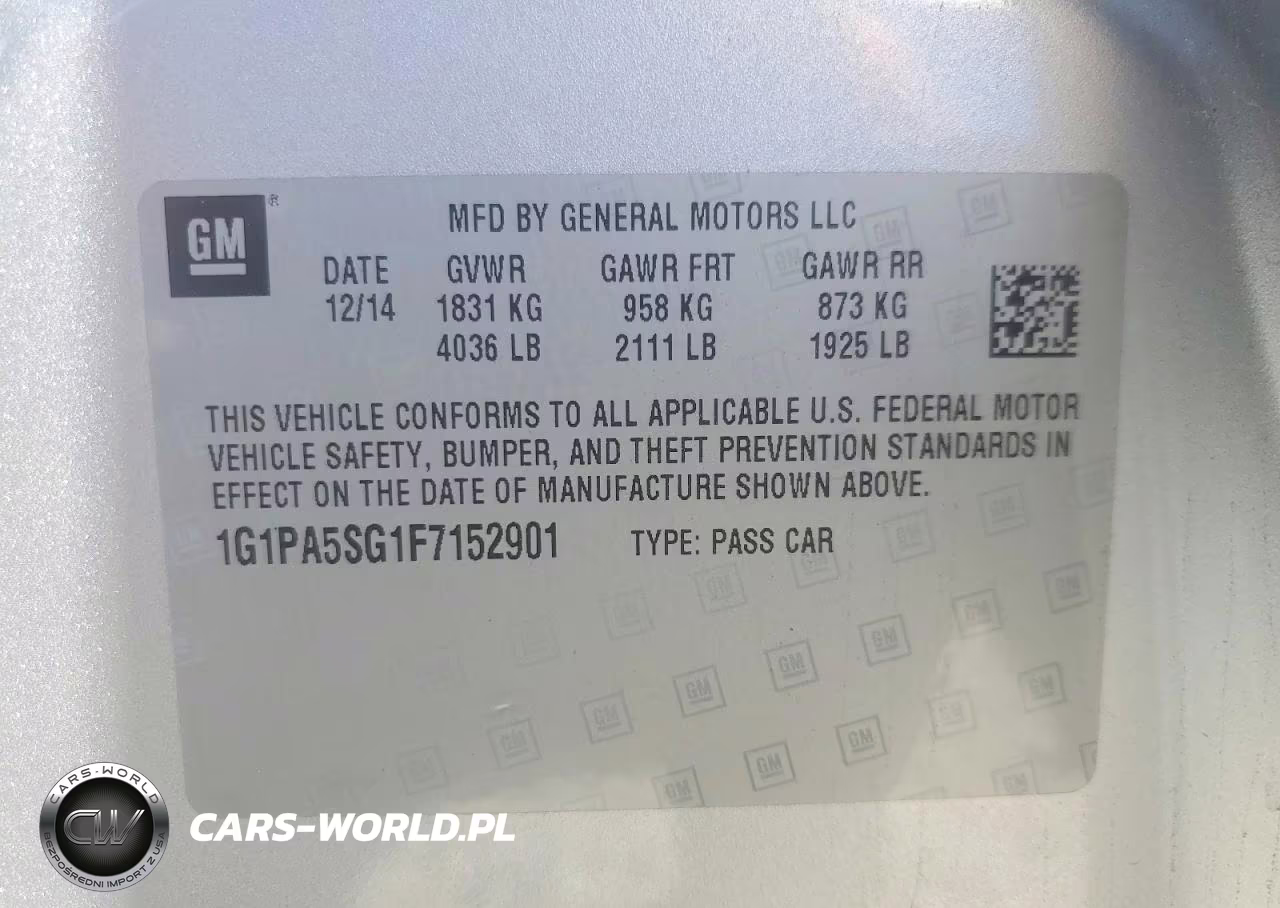 2015 Chevrolet Cruze Ls VIN:1G1PA5SG1F7152901 - 12