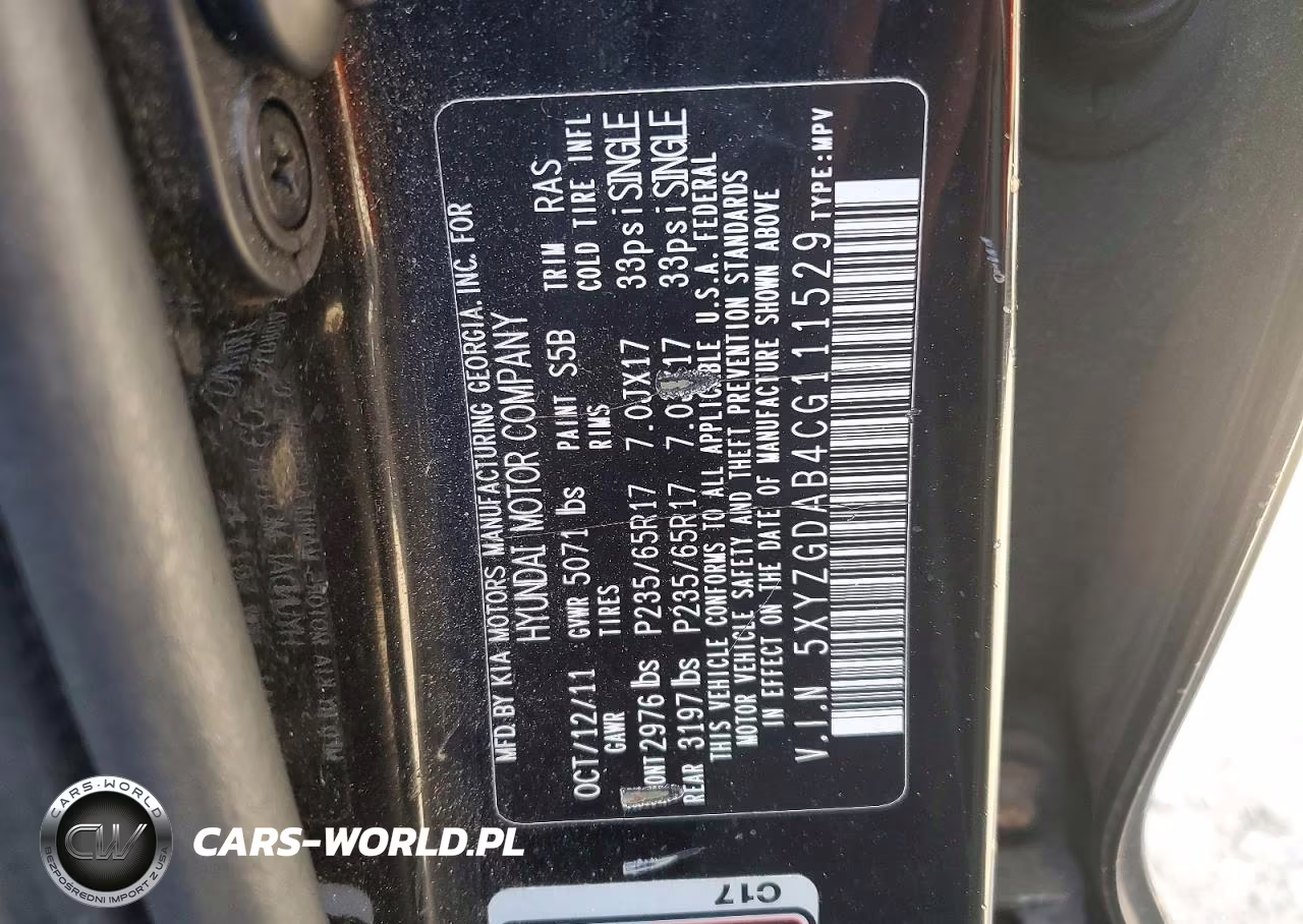 2012 Hyundai Santa Fe Gls VIN:5XYZGDAB4CG111529 - 12