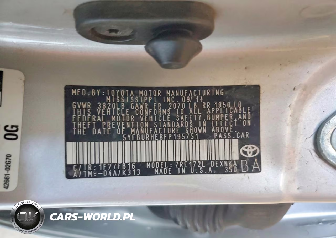 2015 Toyota Corolla Le VIN:5YFBURHE8FP195751 - 12