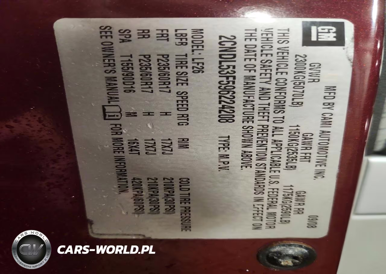 2009 Chevrolet Equinox Lt VIN:2CNDL53F596224208 - 13