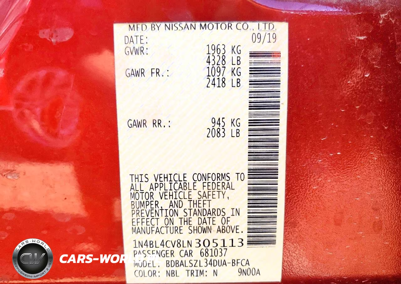 2020 Nissan Altima Sr VIN:1N4BL4CV8LN305113 - 12