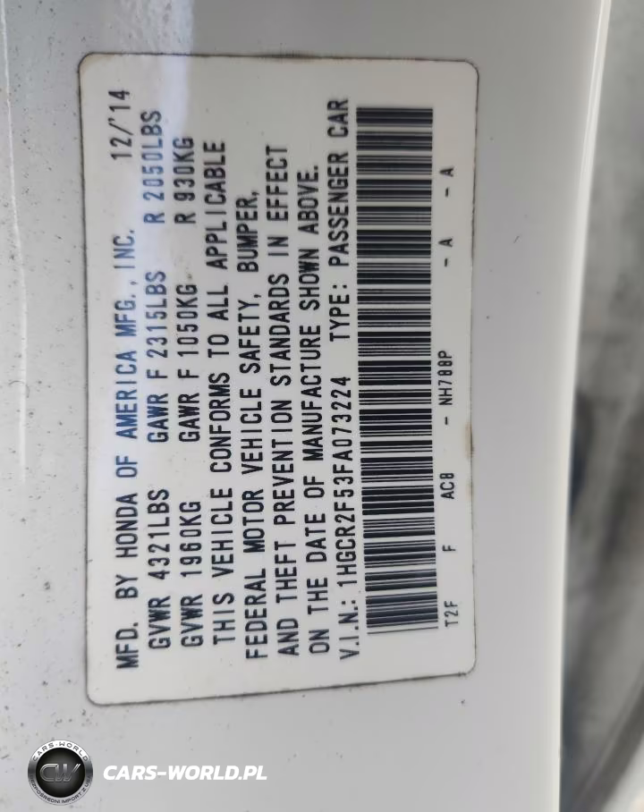 2015 Honda Accord Sport VIN:1HGCR2F53FA073224 - 12
