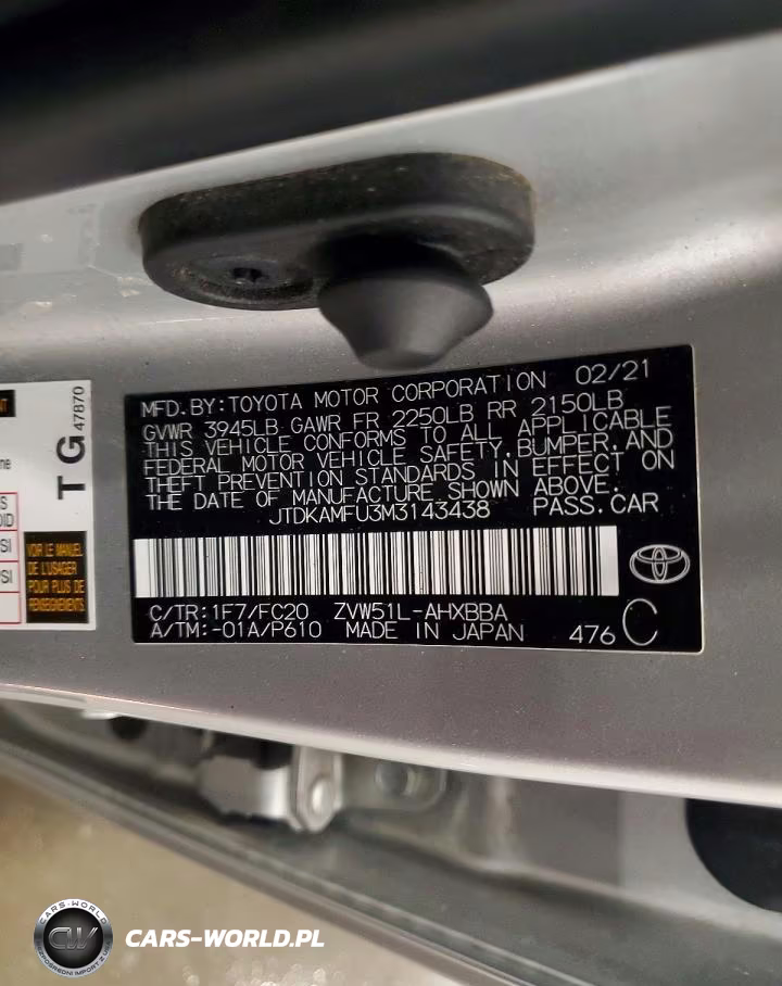 2021 Toyota Prius L Eco VIN:JTDKAMFU3M3143438 - 13