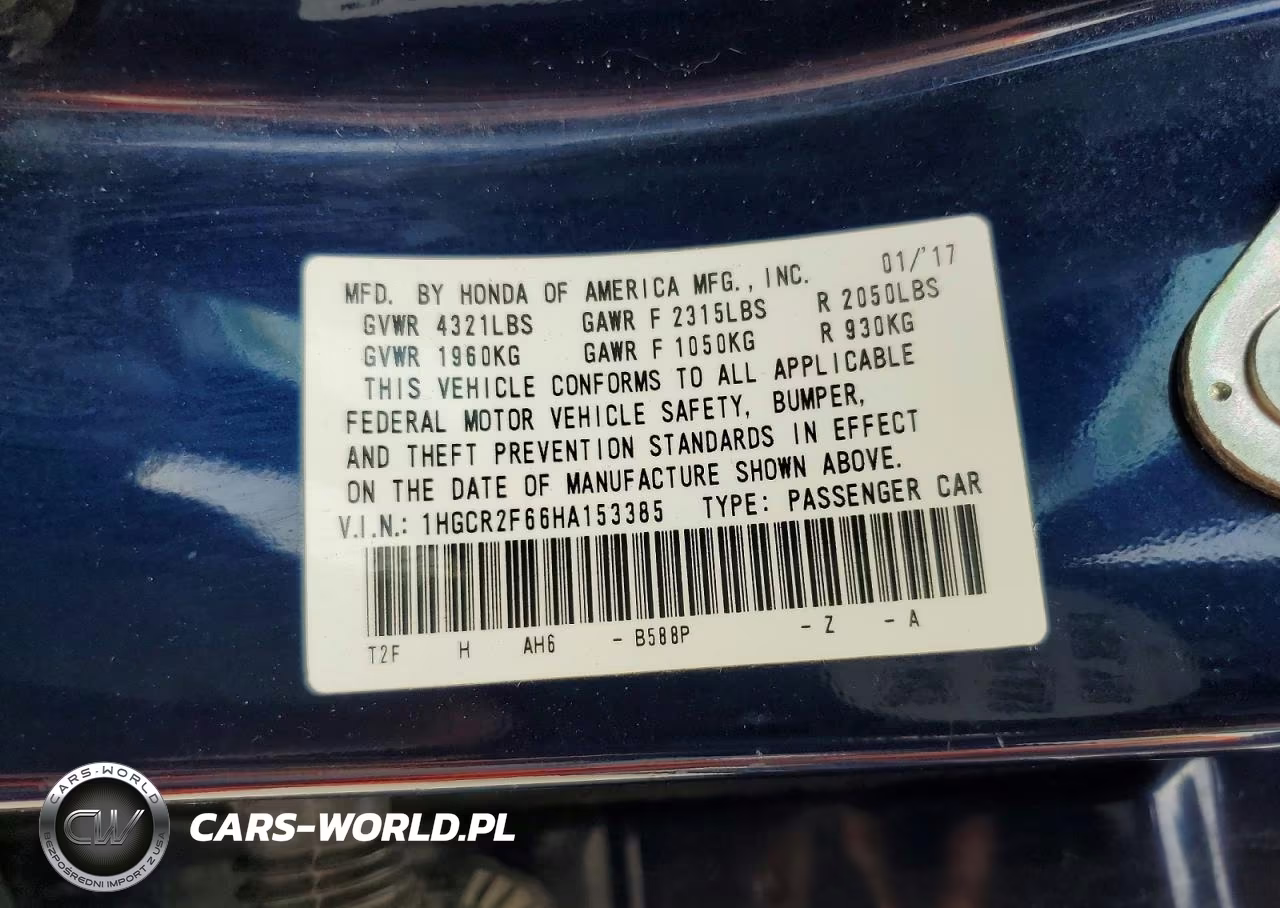 2017 Honda Accord Sport VIN:1HGCR2F66HA153385 - 12